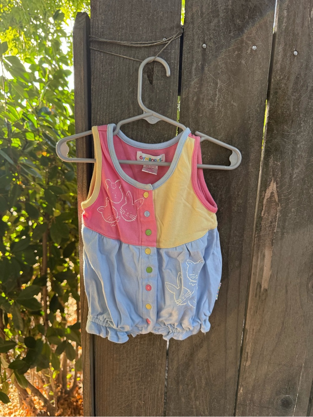 Vintage Gymboree Pastel Color Pink Yellow Blue Bunny Romper